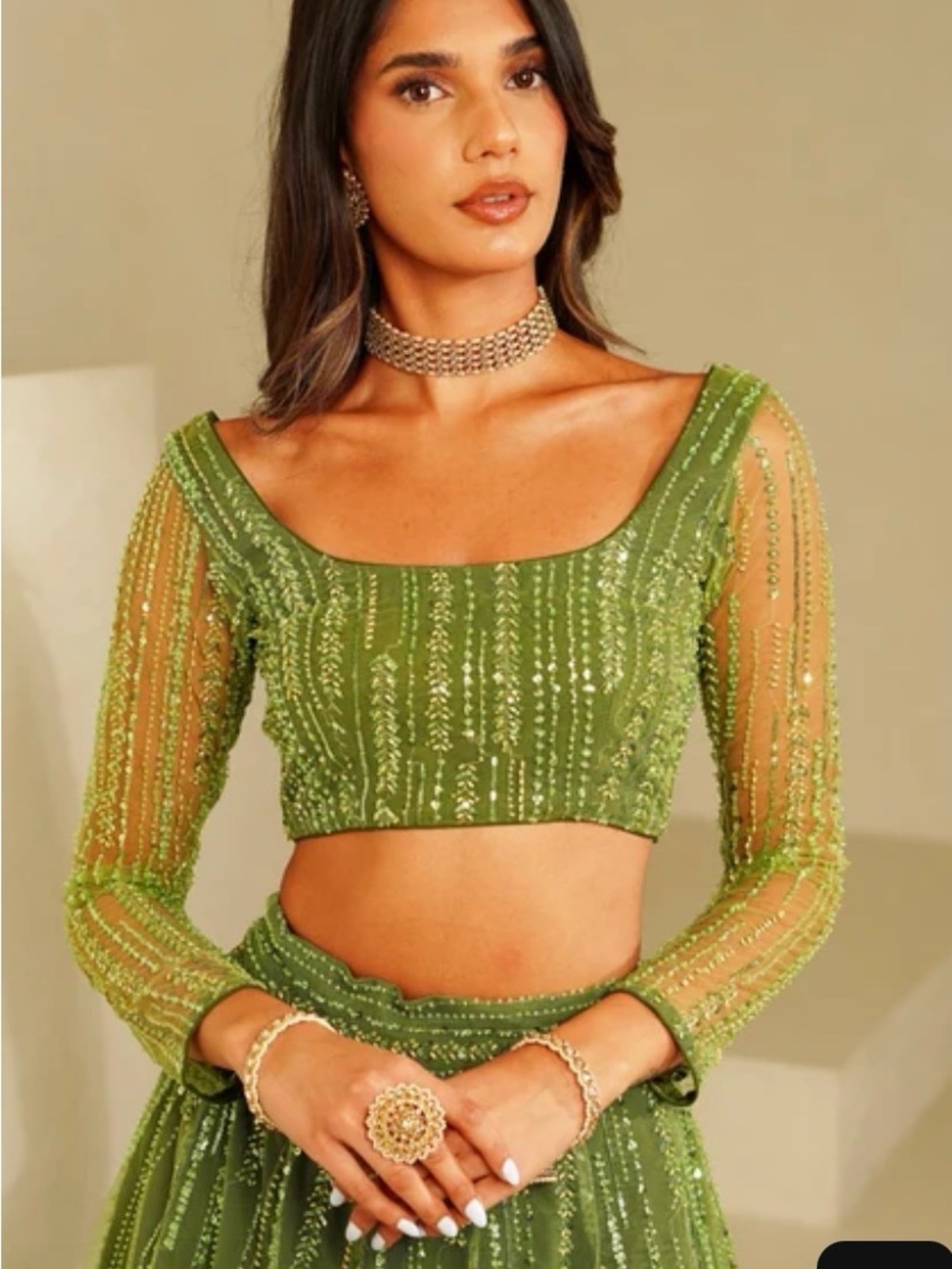 Lime Green Lehenga top (one piece -  top)